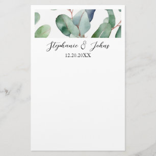 Papelaria Eucalipto Verde Elegante Simples Casamento Rústico