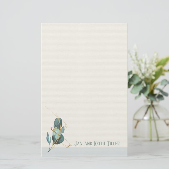 Papelaria Eucalyptus — Papel de Carta Personalizado Minimali (Em pé/Frente)