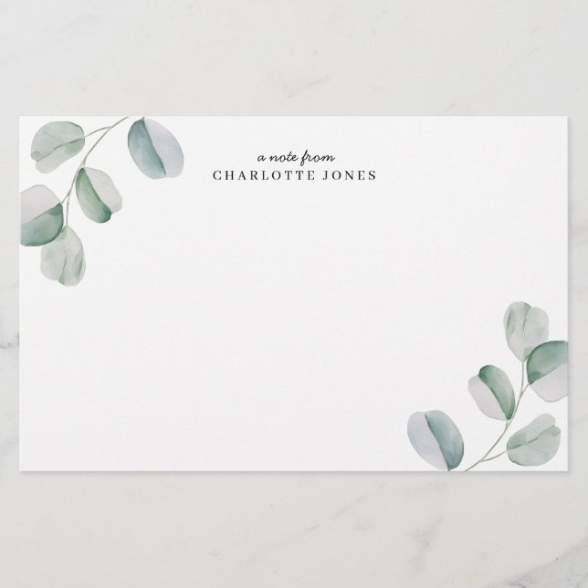 Papelaria Eucalyptus Personalized Note Card (Frente)