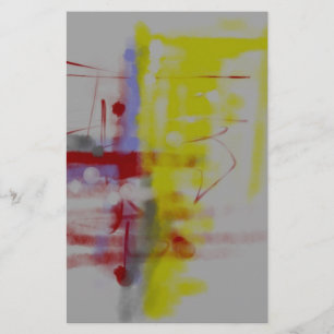 Papelaria Expressionista Abstrato Cinza Vermelho Amarelo