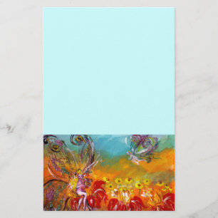 Papelaria FADA DAS FLORES VERMELHAS, azul