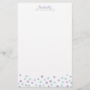Papelaria Falso roxo e pontos dos confetes do brilho da