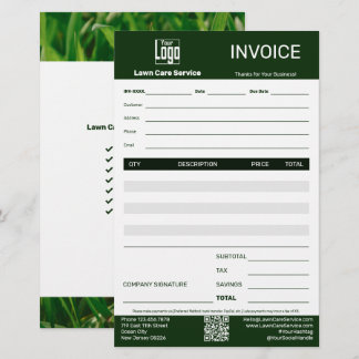 Papelaria Fatura de Serviço de Manutenção de Jardim
