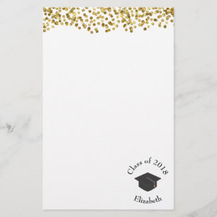 Papelaria Faux Dourado Confetti e Classe de Boné de formatur