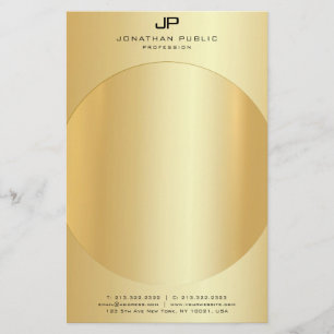 Papelaria Faux Dourado Elegant Monograma Moderno