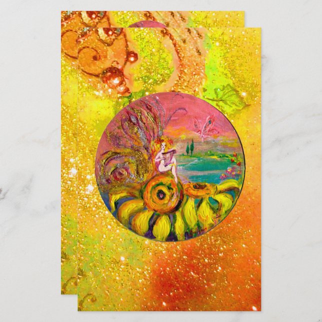 Papelaria FÉ DOS FLORES Amarelos Castanho Vermelho Amarelo (Frente/Verso)