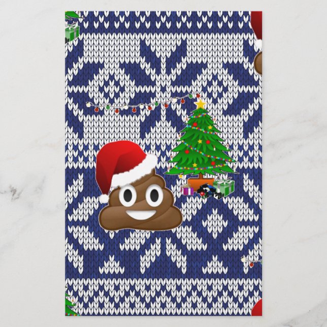 Papelaria feio cocô de suéter de Natal emoji (Frente)
