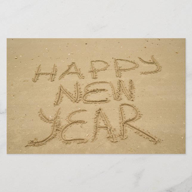 Papelaria Feliz ano novo na areia (Frente)