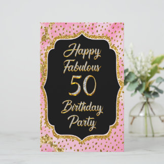 Papelaria Feliz Fabuloso 50º aniversário da Festa de Convite