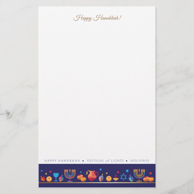 Papelaria Feliz Festival de Luzes de Hanukkah (Frente)