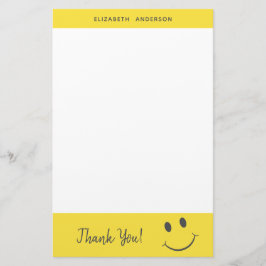 Papelaria Feliz Rosto Sorrindo Obrigado Adicionar Nome