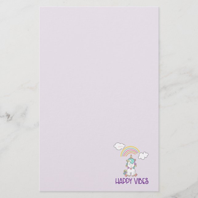 Papelaria Feliz Vibes Typografia Cute Smiling Unicorn (Frente)