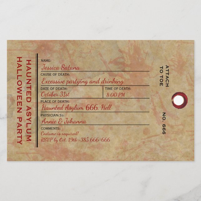 Papelaria Festa de Asilo Halloween Toe Toe (Frente)