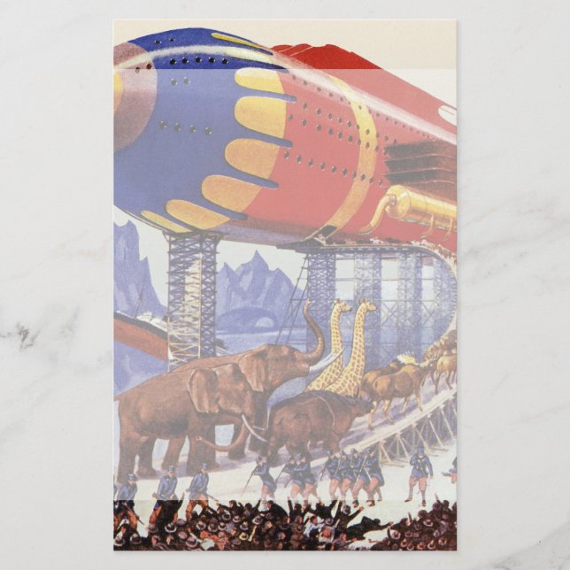 Papelaria Ficção científica do vintage, animais selvagens da (Frente)