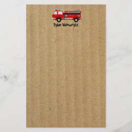 Papelaria Fire Truck Personalizado Stationery Kraft Paper