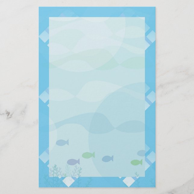 Papelaria fish and water,blue (Frente)