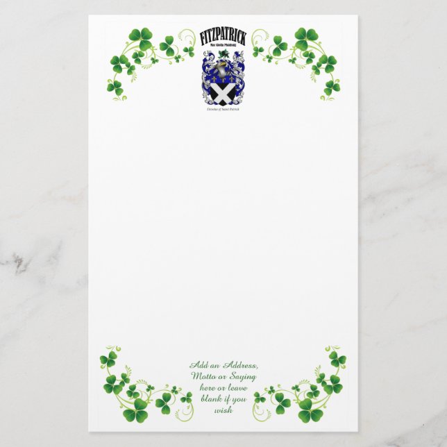 Papelaria Fitzpatrick Papel de Carta (Frente)