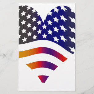 Papelaria flag usa coração ama tropas de honra americanas