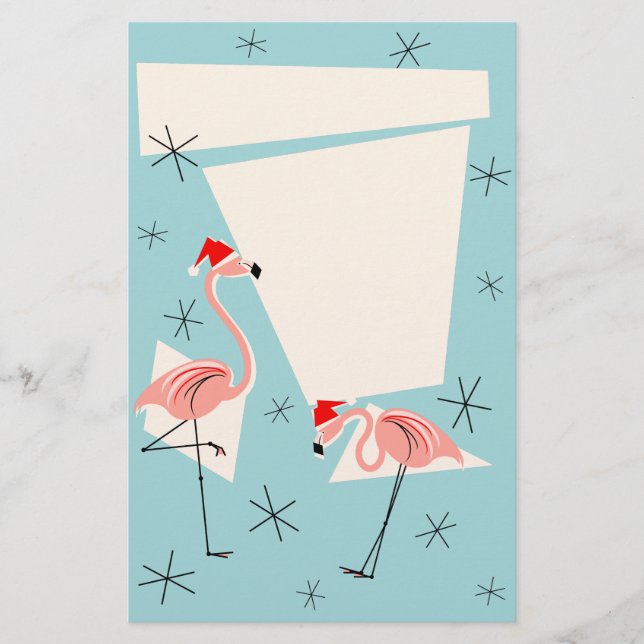 Papelaria Flamingo Santas Carta Azul (Frente)
