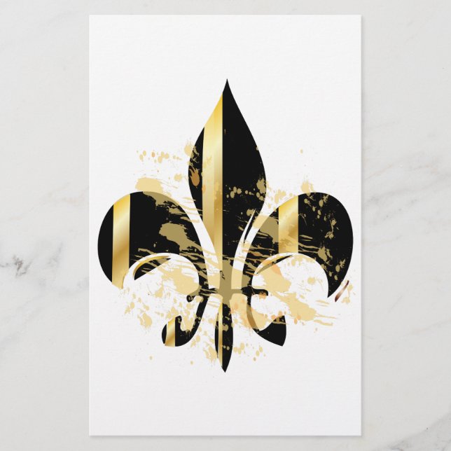 Papelaria Fleur de Lis, preto e Dourado (Frente)