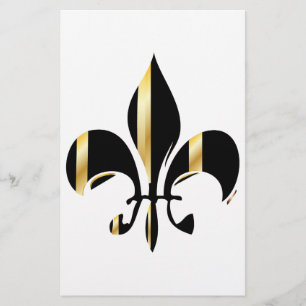 Papelaria Fleur de Lis Preto e Dourado