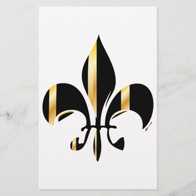 Papelaria Fleur de Lis, preto e Dourado (Frente)