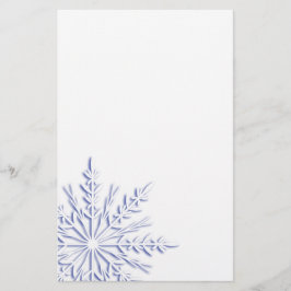 Papelaria Floco de neve azul-inverno em branco
