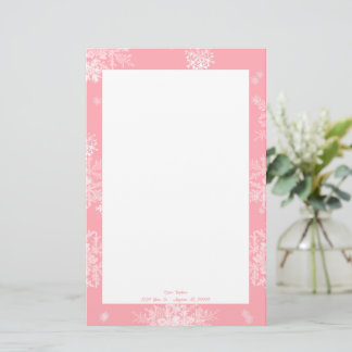 Papelaria Flocos de neve de Natal rosa personalizados