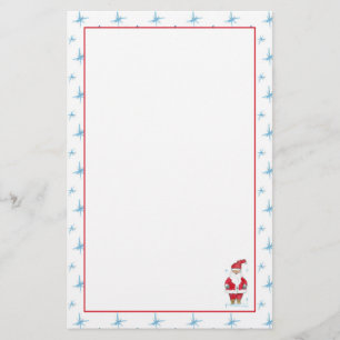 Papelaria Flocos de neve do azul do feriado do papai noel do