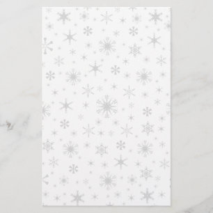 Papelaria Flocos de neve - luz - cinzas no branco