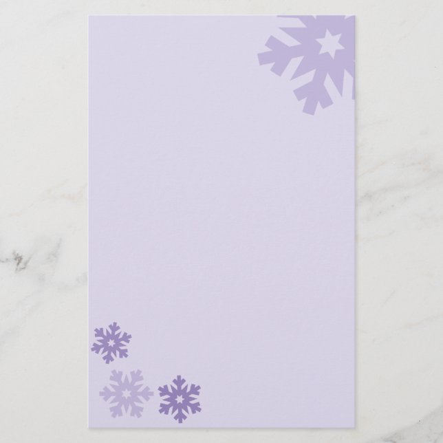 Papelaria Flocos de neve roxos em fundo rosa (Frente)