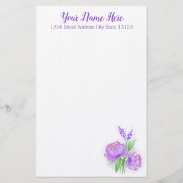 Papelaria Flor de Aquarela Roxo Elegante