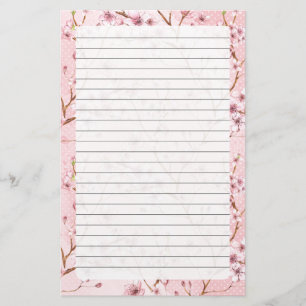 Papelaria Flor de Cereja, Papel de Carta Tamanho: 5,5" x 8,5