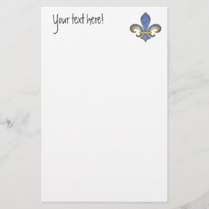Papelaria Flor de lis na cor sólida - azul escuro
