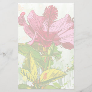 Papelaria Flor do hibiscus - pintura da aguarela