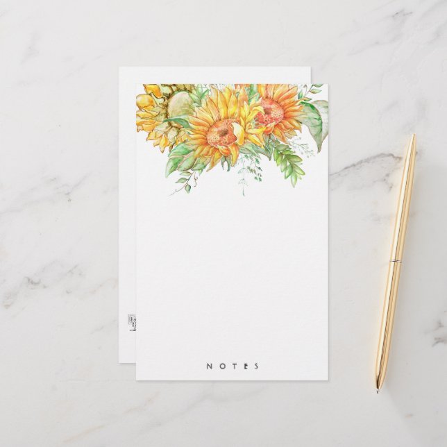 Papelaria Floral Boho de Girassóis Personalizados (Frente/Verso In Situ)