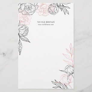 Papelaria Floral Caprichosa Personalizada Desenhada à Mão