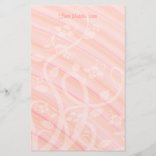 Papelaria Floral de Espirais Rosa Pêssegado Personalizado