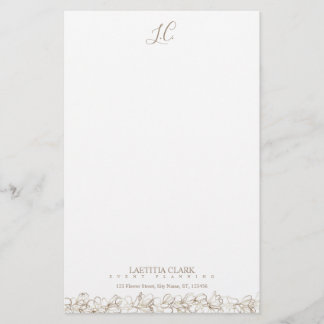 Papelaria Floral Elegante de Monograma Personalizado