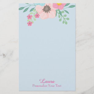 Papelaria Floral rosa e azul