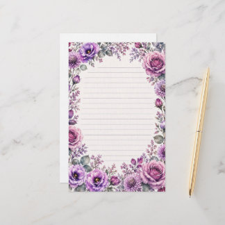 Papelaria Floral Roxo.
