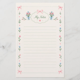 Papelaria Floral Shabby Chic com Papel Linhado