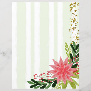 Papelaria Floral Vermelho Verde Dourado Brilho Ros