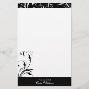 Papelaria Floreio Elegante Negro e Branco