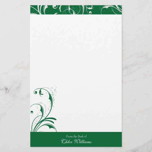 Papelaria Floreio Elegante Verde e Branco (Frente)