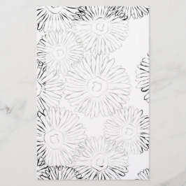 Papelaria Flores abstrato brancas e pretas