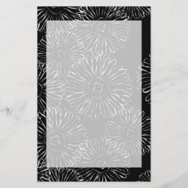 Papelaria Flores abstrato brancas e pretas