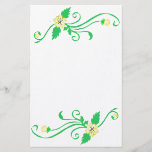Papelaria Flores Amarelas com Papel de Carta Vinha Verde
