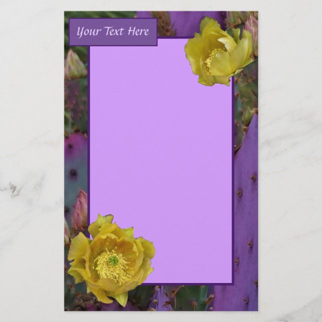 Papelaria Flores Amarelas Púrpuras De Opuntia Perea Cactus (Frente)