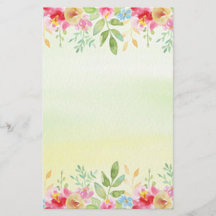 Papelaria Flores Bonito de Cor de Água Rosa e Azul